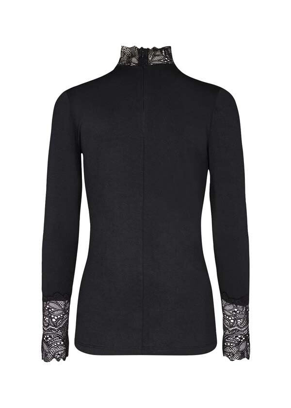 Marica 20 Långärmad Spetspolo Dam Black Soyaconcept