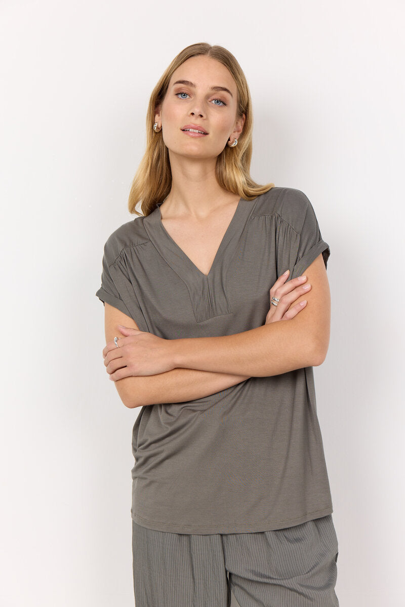 Marica 278 V-ringad T-shirt Dam Misty Soyaconcept