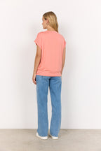Marica 278 V-ringad T-shirt Dam Peach Pink Soyaconcept