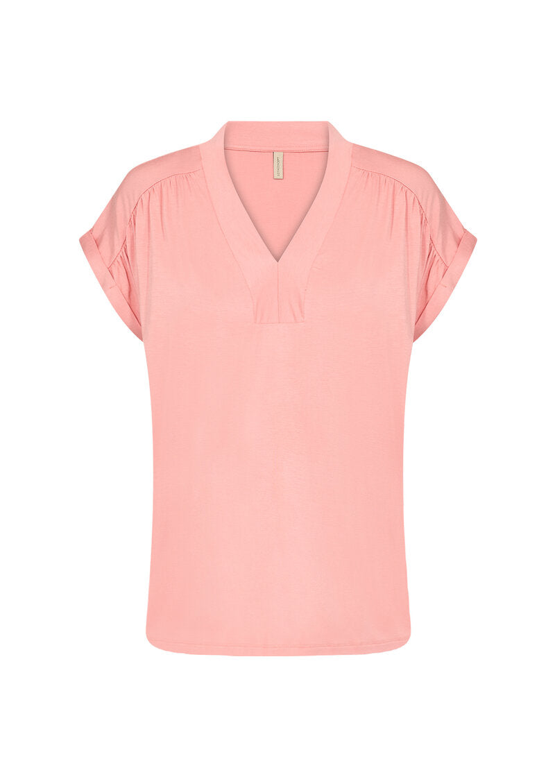 Marica 278 V-ringad T-shirt Dam Peach Pink Soyaconcept