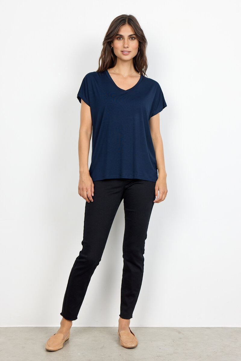Marica V-ringad T-shirt Dam Navy Soyaconcept