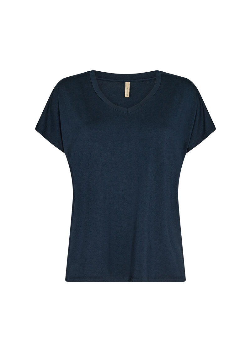 Marica V-ringad T-shirt Dam Navy Soyaconcept