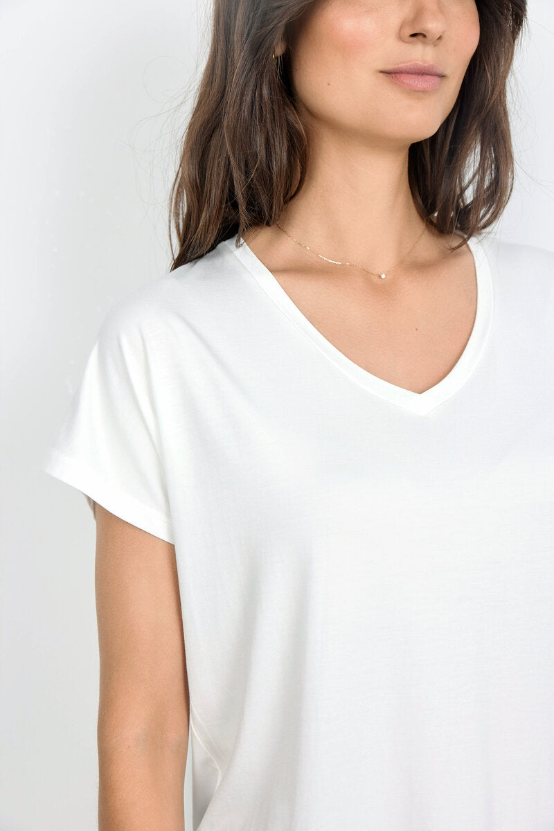Marica V-ringad T-shirt Dam Offwhite Soyaconcept