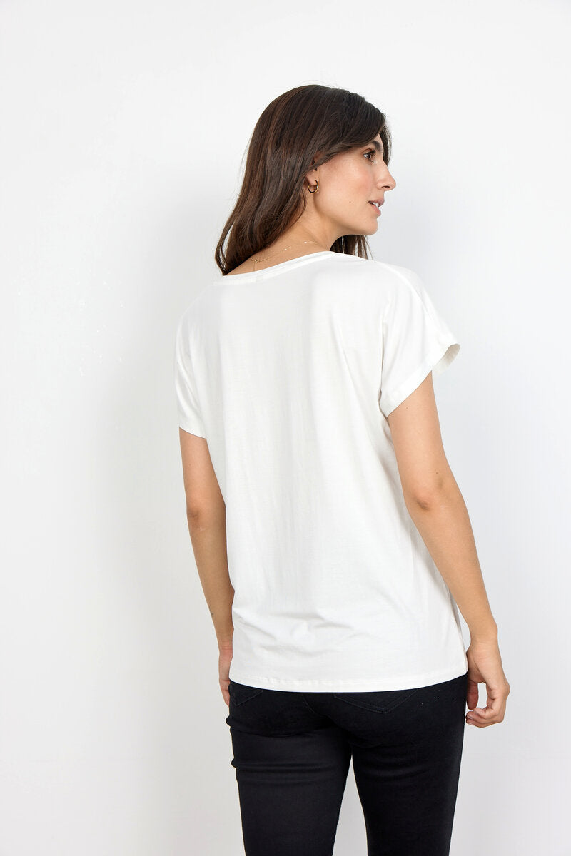 Marica V-ringad T-shirt Dam Offwhite Soyaconcept