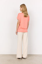 Marica V-ringad T-shirt Dam Peach Pink Soyaconcept