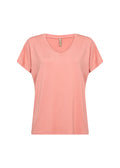 Marica V-ringad T-shirt Dam Peach Pink Soyaconcept