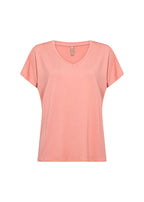 Marica V-ringad T-shirt Dam Peach Pink Soyaconcept