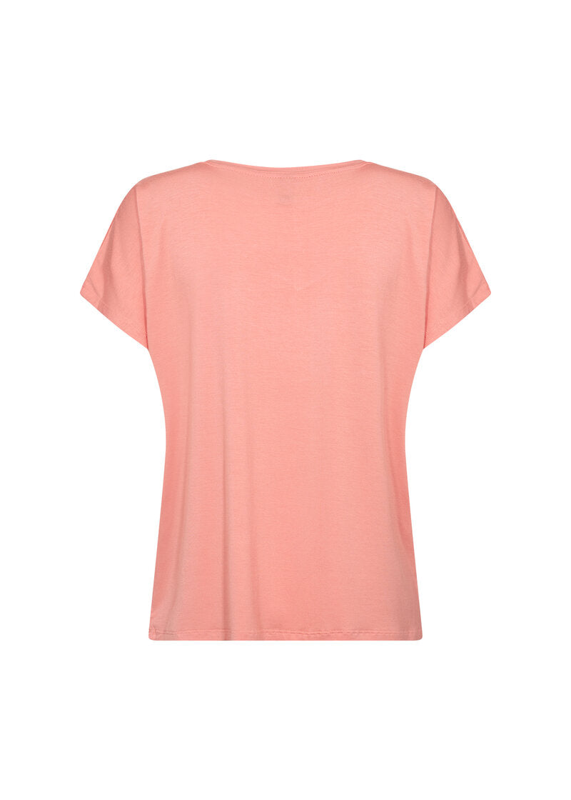 Marica V-ringad T-shirt Dam Peach Pink Soyaconcept