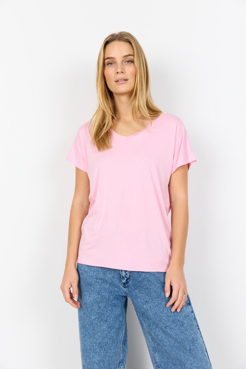 Marica V-ringad T-shirt Dam Rose Soyaconcept