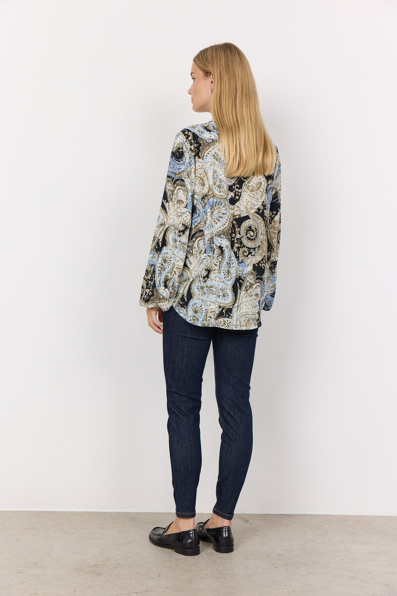 Nami Blouse Women Flint Blue Combi Soyaconcept