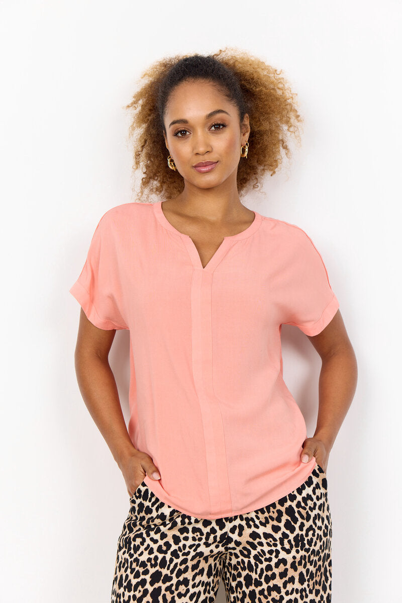 Radia 9 V-neck Blouse Women Peach Pink Soyaconcept