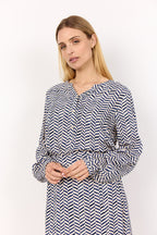 Selia 2 Långärmad Blus Dam Navy Combi Soyaconcept