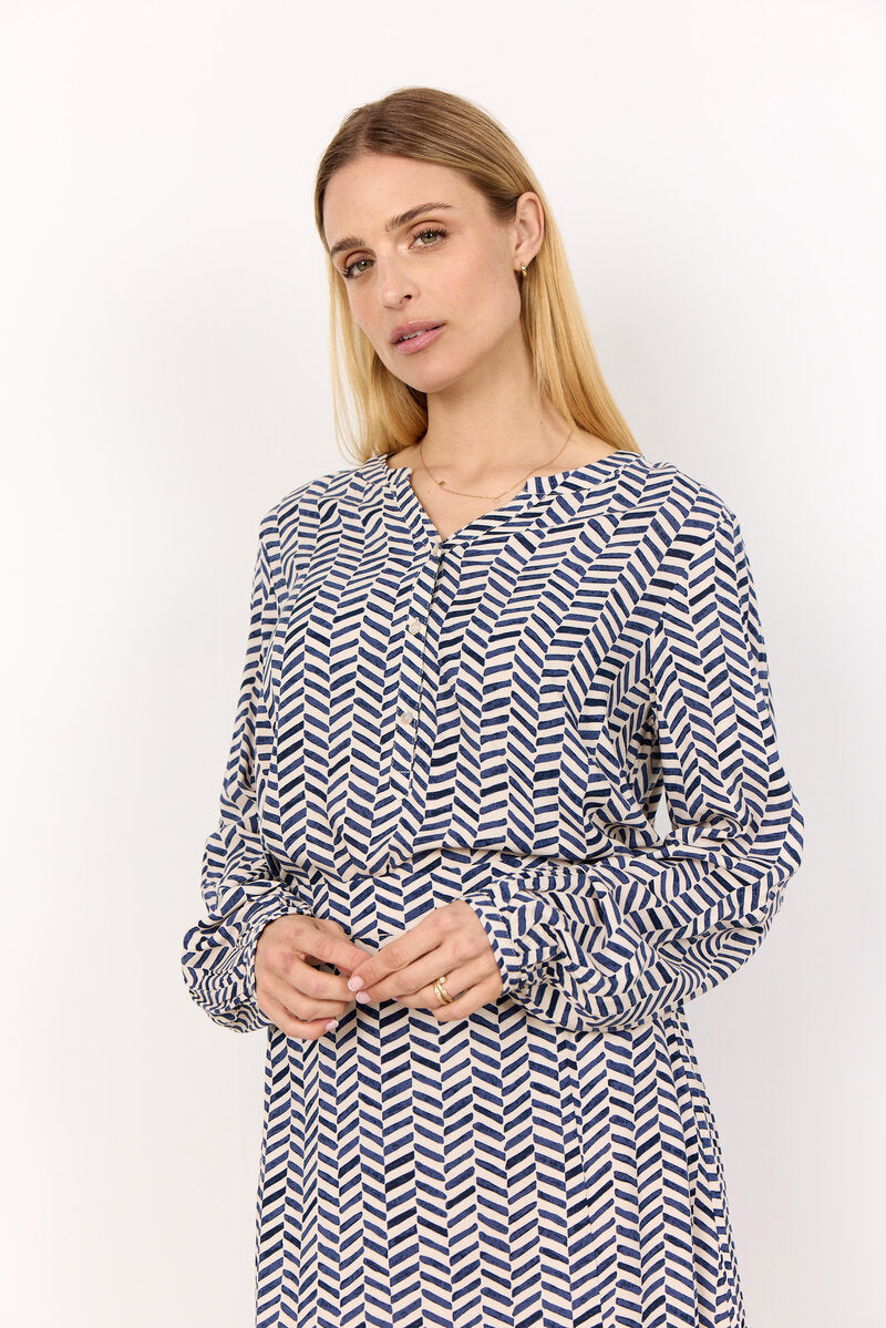 Selia 2 Långärmad Blus Dam Navy Combi Soyaconcept