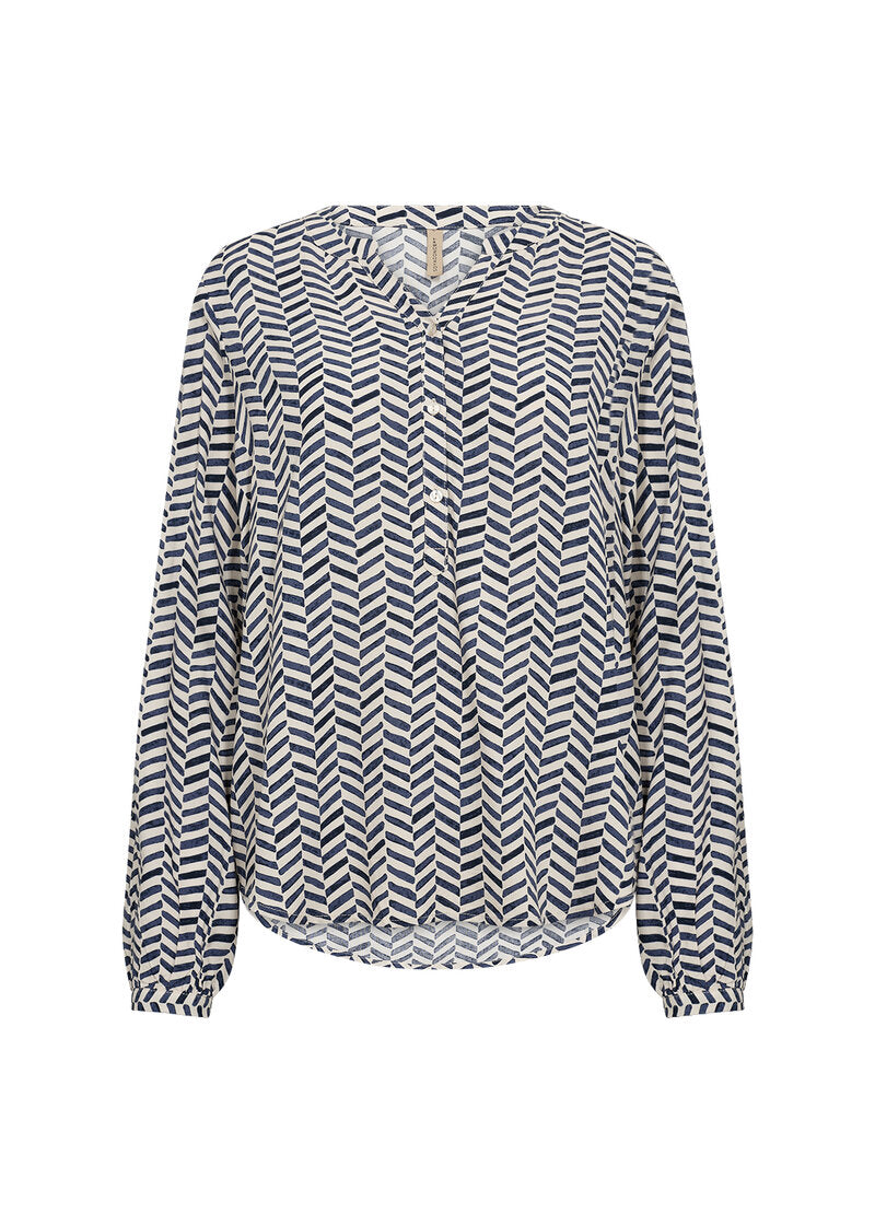 Selia 2 Långärmad Blus Dam Navy Combi Soyaconcept