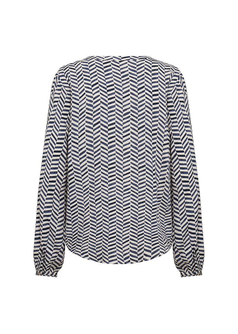 Selia 2 Långärmad Blus Dam Navy Combi Soyaconcept
