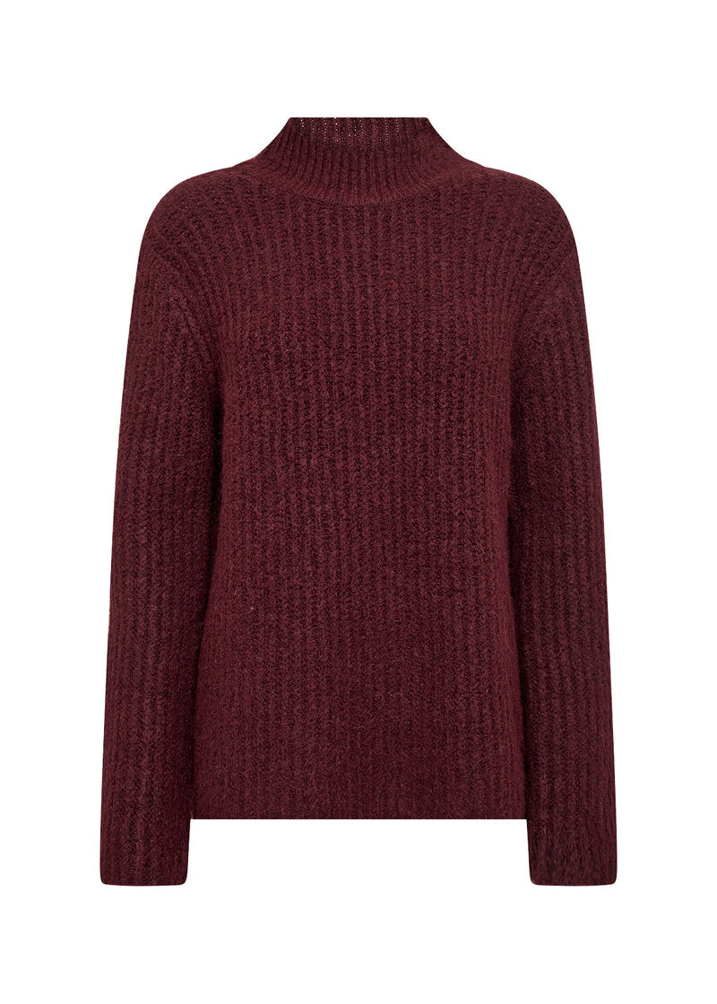 Torino 8 Stickad Tröja Dam Dark Red Melange Soyaconcept