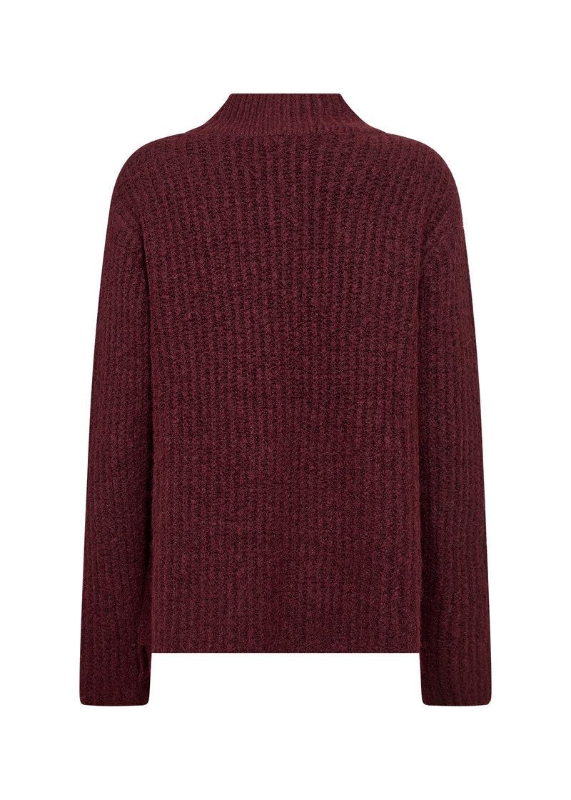 Torino 8 Stickad Tröja Dam Dark Red Melange Soyaconcept