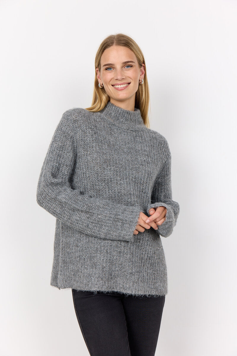 Torino Stickad Tröja Dam Medium Grey Melange Soyaconcept