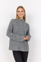 Torino Stickad Tröja Dam Medium Grey Melange Soyaconcept