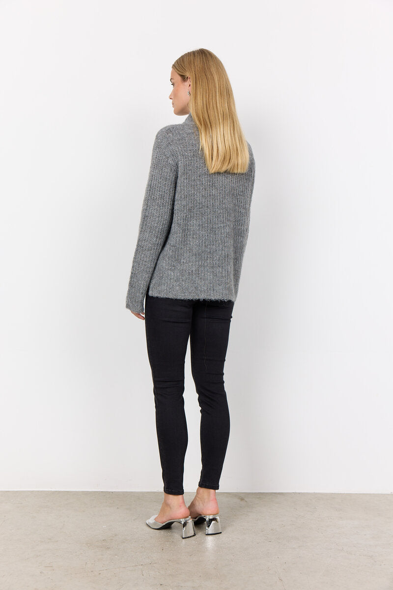 Torino Stickad Tröja Dam Medium Grey Melange Soyaconcept