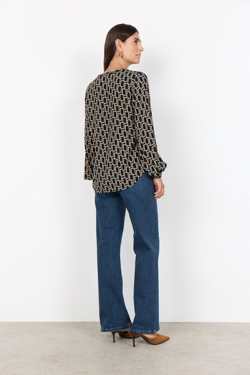 Varla 4 Långärmad Blus Dam Black Combi Soyaconcept