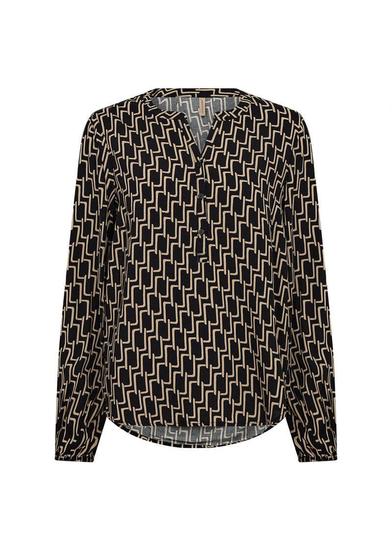 Varla 4 Långärmad Blus Dam Black Combi Soyaconcept
