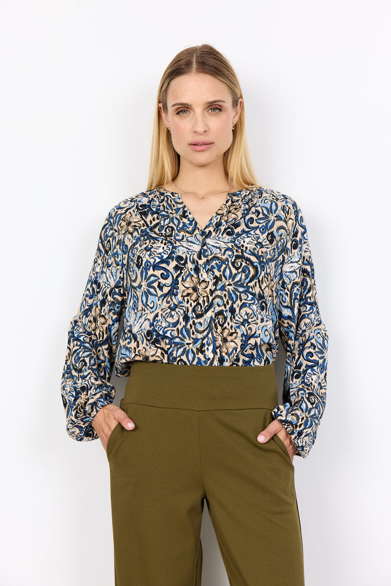 Vava 1 Blouse Women Estate Blue Combi Soyaconcept