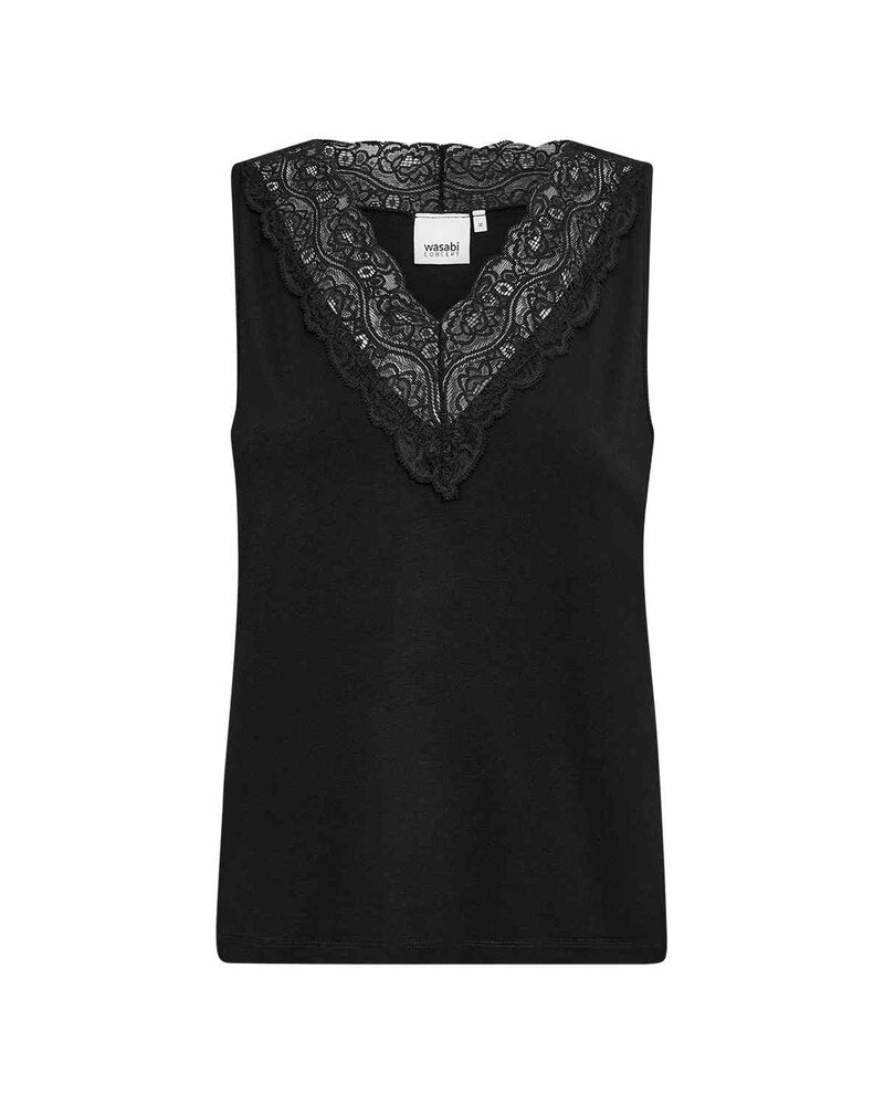 Stella 47 Linen With Lace Women Black | Smilebutiken - Wasabiconcept