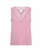 Stella 47 Linen Tank Top With Lace Women Mauve Orchid | Smilebutiken - Wasabiconcept