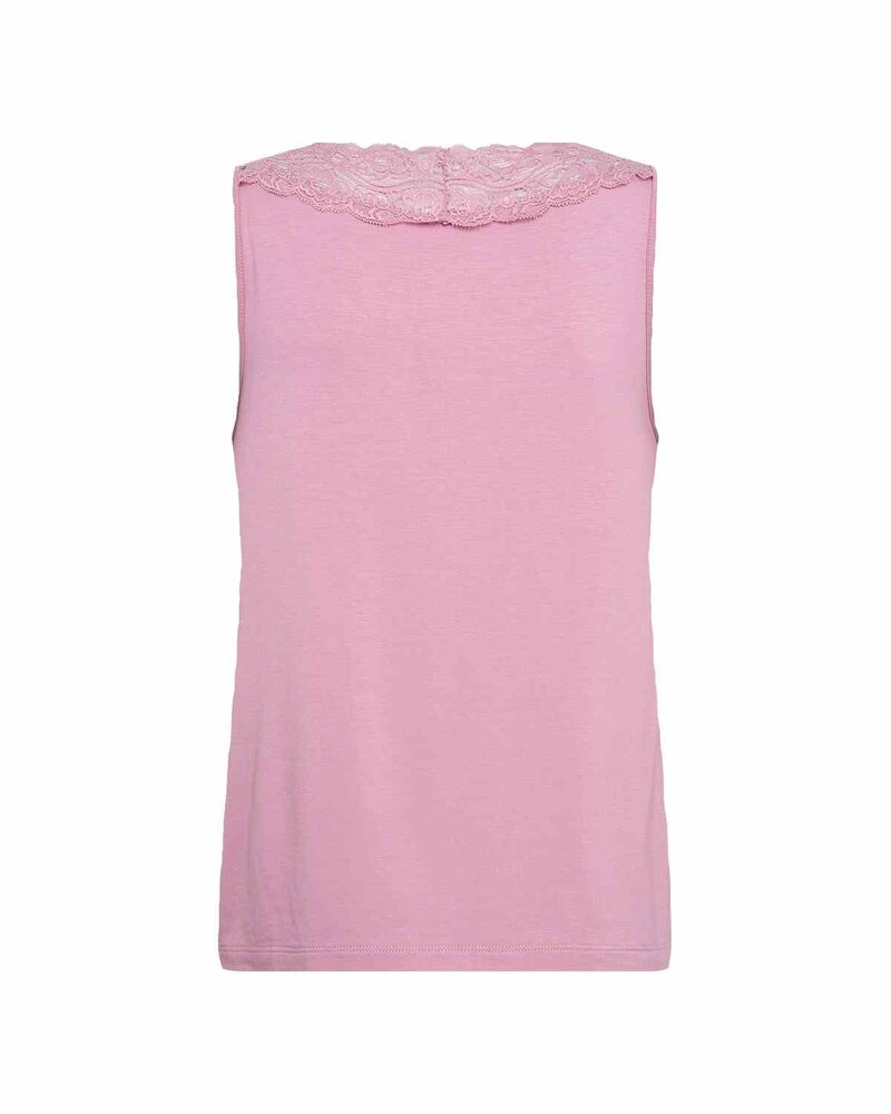 Stella 47 Linen Tank Top With Lace Women Mauve Orchid | Smilebutiken - Wasabiconcept