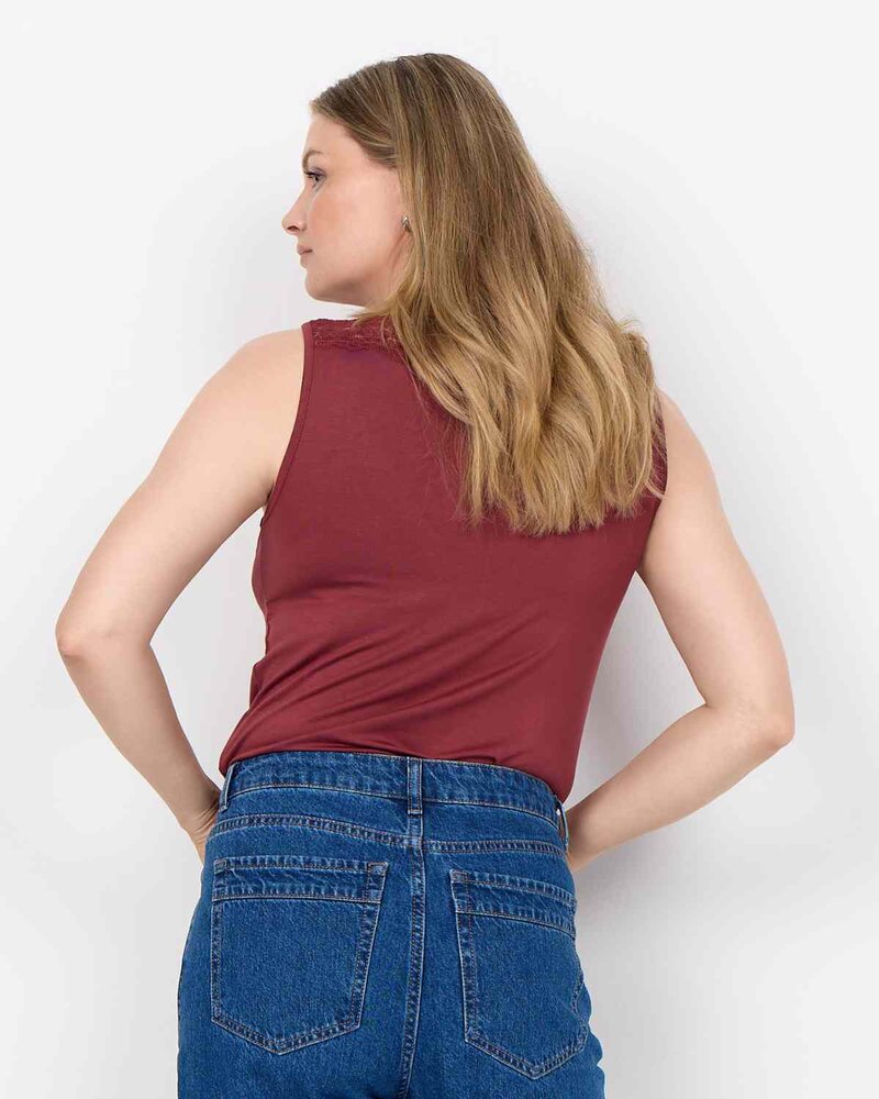 Stella 47 Lace Tank Top Women Oxblood Red | Smilebutiken - Wasabiconcept