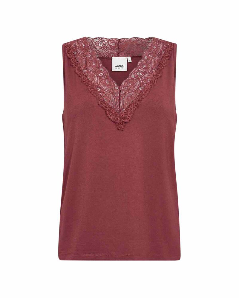 Stella 47 Linne Med Spets Dam Oxblood Red | Smilebutiken - Wasabiconcept