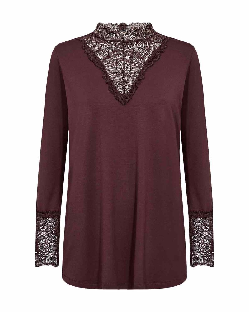 Stella 8 Tröja Med Spets Dam Chocolate Plum | Smilebutiken - Wasabiconcept