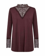 Stella 8 Tröja Med Spets Dam Chocolate Plum | Smilebutiken - Wasabiconcept