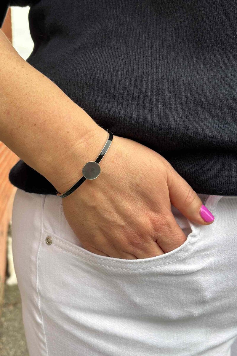 Cuff Armband Black Silver THE SHOELACE BRAND
