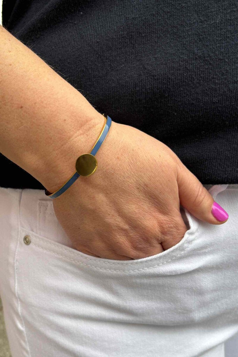 Cuff Armband Dusty Blue Gold THE SHOELACE BRAND