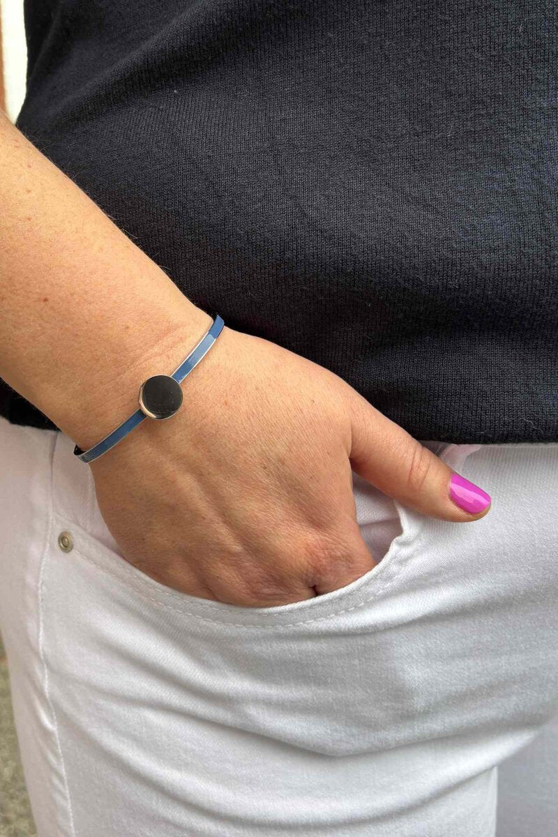 Cuff Armband Dusty Blue Silver THE SHOELACE BRAND