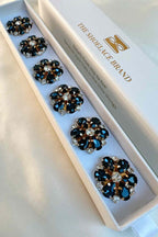 Isabelle Snapsnack 6-pack Navy White Flower Gold THE SHOELACE BRAND