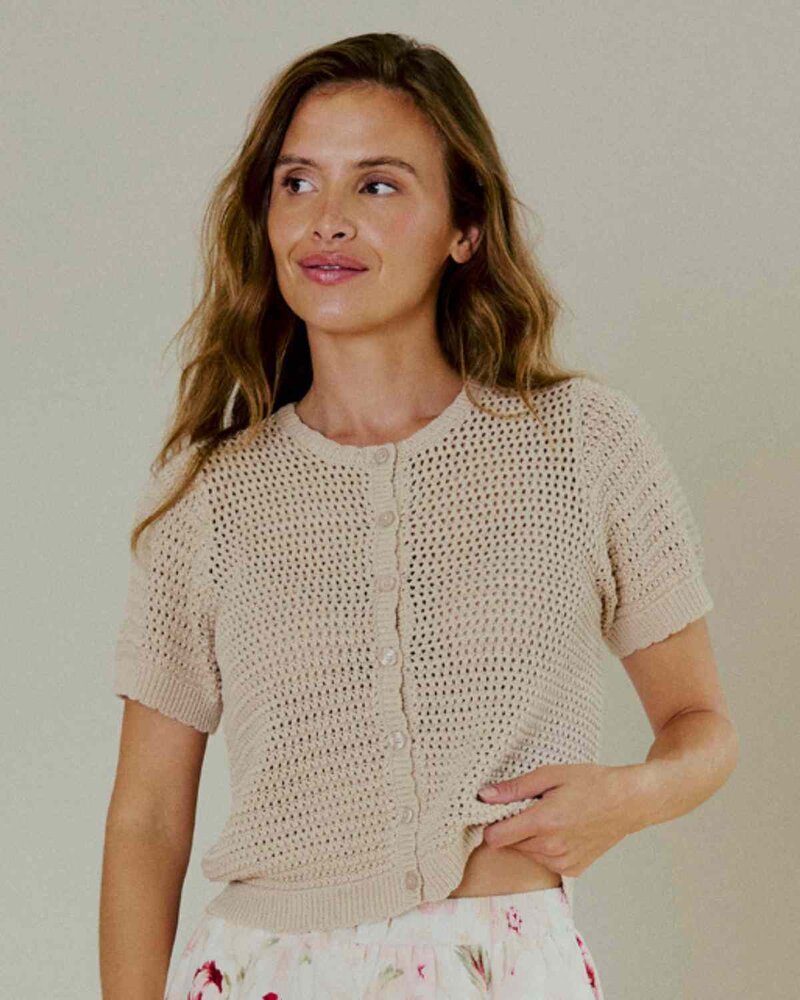 Tota Kortärmad Cardigan Dam Silver Mink | Smilebutiken - Freequent