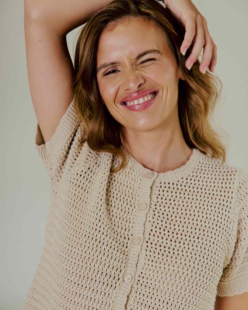 Tota Kortärmad Cardigan Dam Silver Mink | Smilebutiken - Freequent