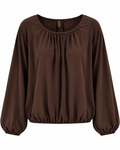 Tuva Blus med Ballongärm Dam Brun Choco | Smilebutiken - Caramelle Fashion