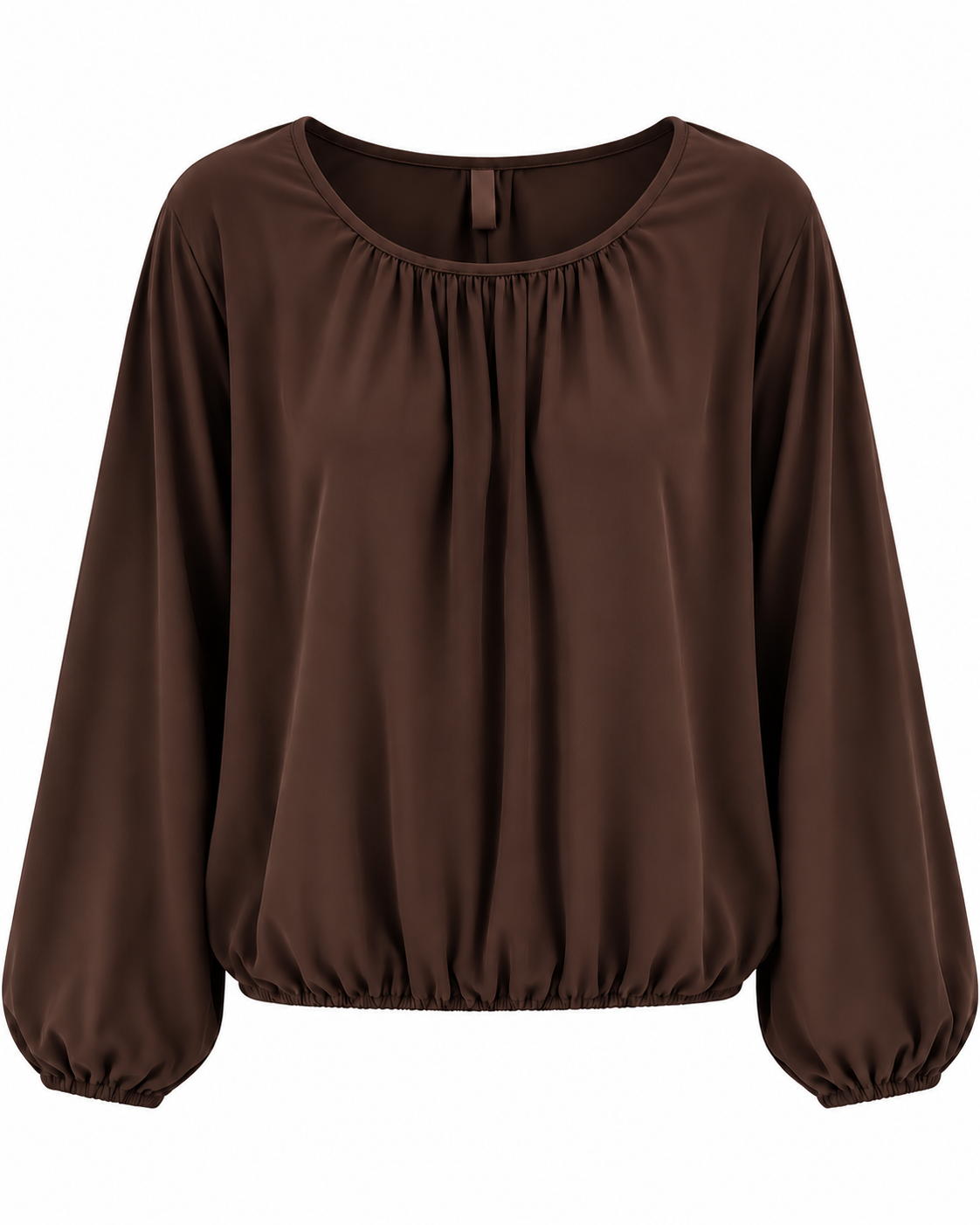 Tuva Blus med Ballongärm Dam Brun Choco | Smilebutiken - Caramelle Fashion