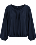 Tuva Blus med Ballongärm Dam Mörkblå Navy | Smilebutiken - Caramelle Fashion