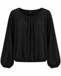 Tuva Blus med Ballongärm Dam Svart Black | Smilebutiken - Caramelle Fashion