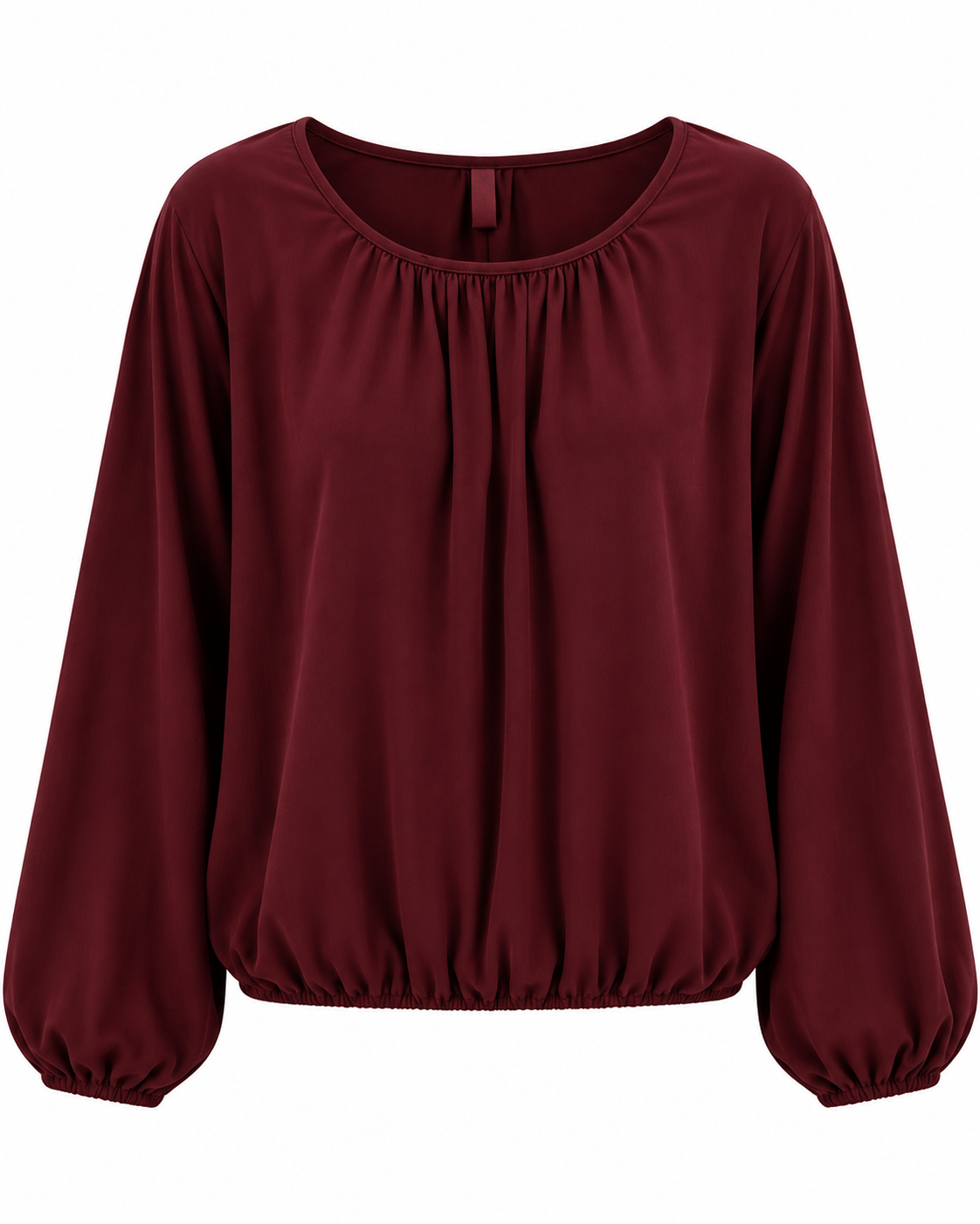 Tuva Blus med Ballongärm Dam Vinröd Bordo | Smilebutiken - Caramelle Fashion