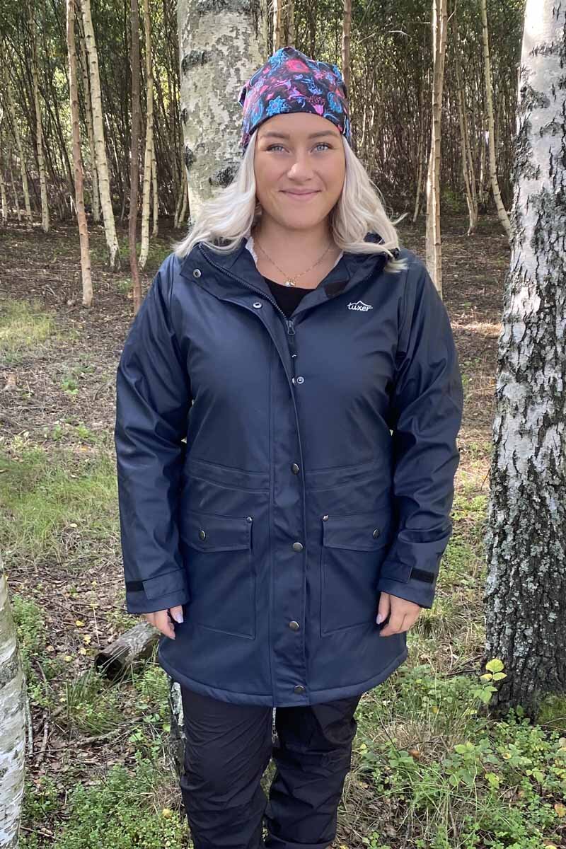 Elisa Fodrad Regnkappa Dam Navy - Tuxer