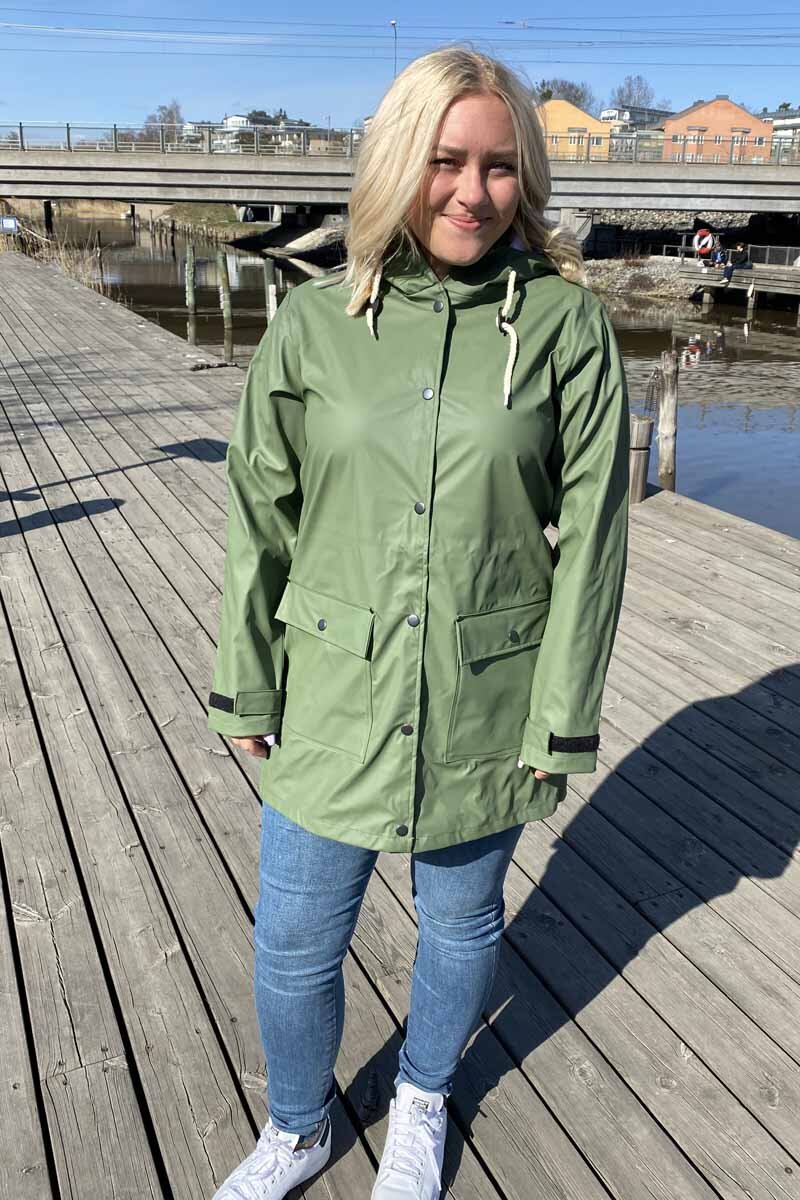 Mia Regnjacka PU Dam Geo Green - Tuxer