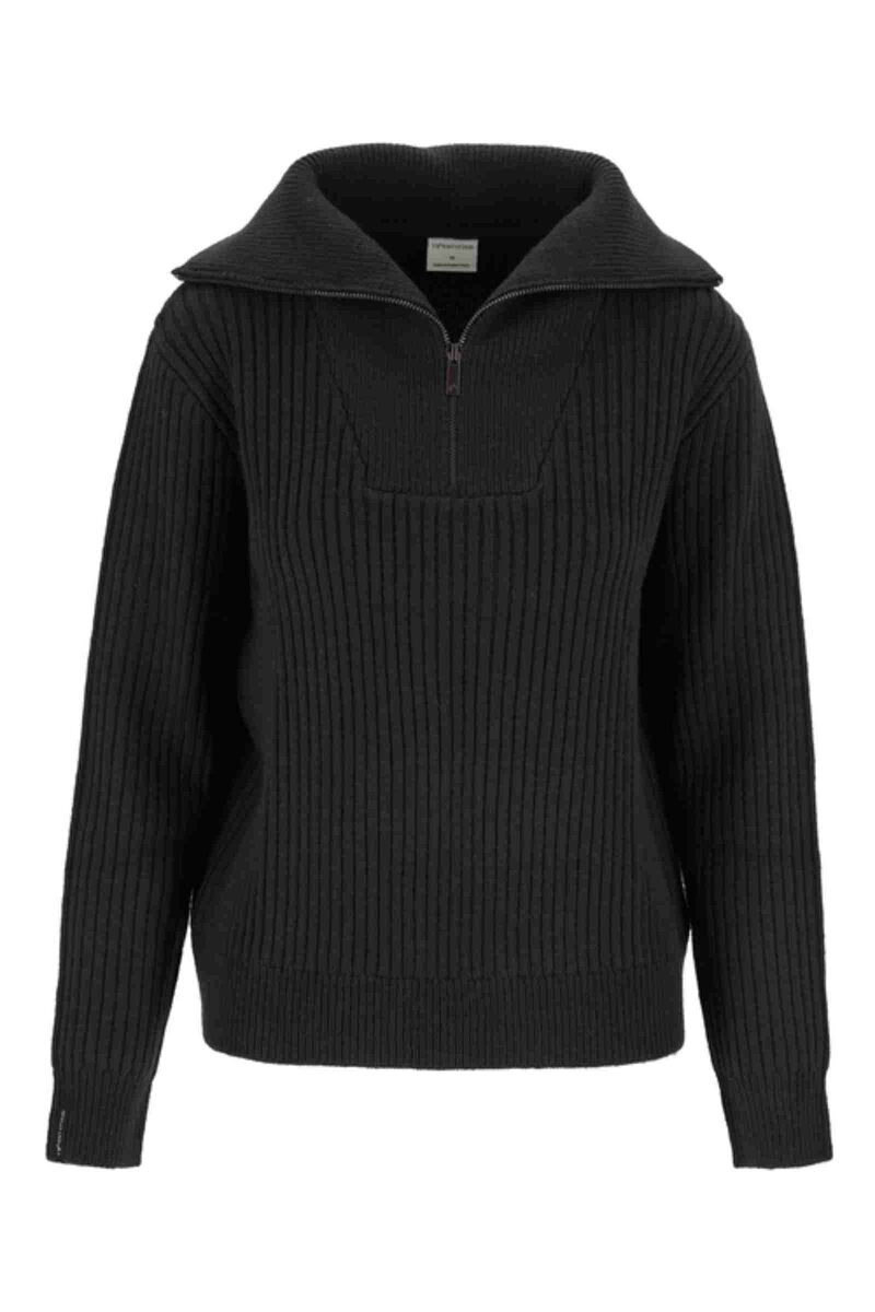 Mode Stickad Tröja med Zip Dam Black Twentyfour