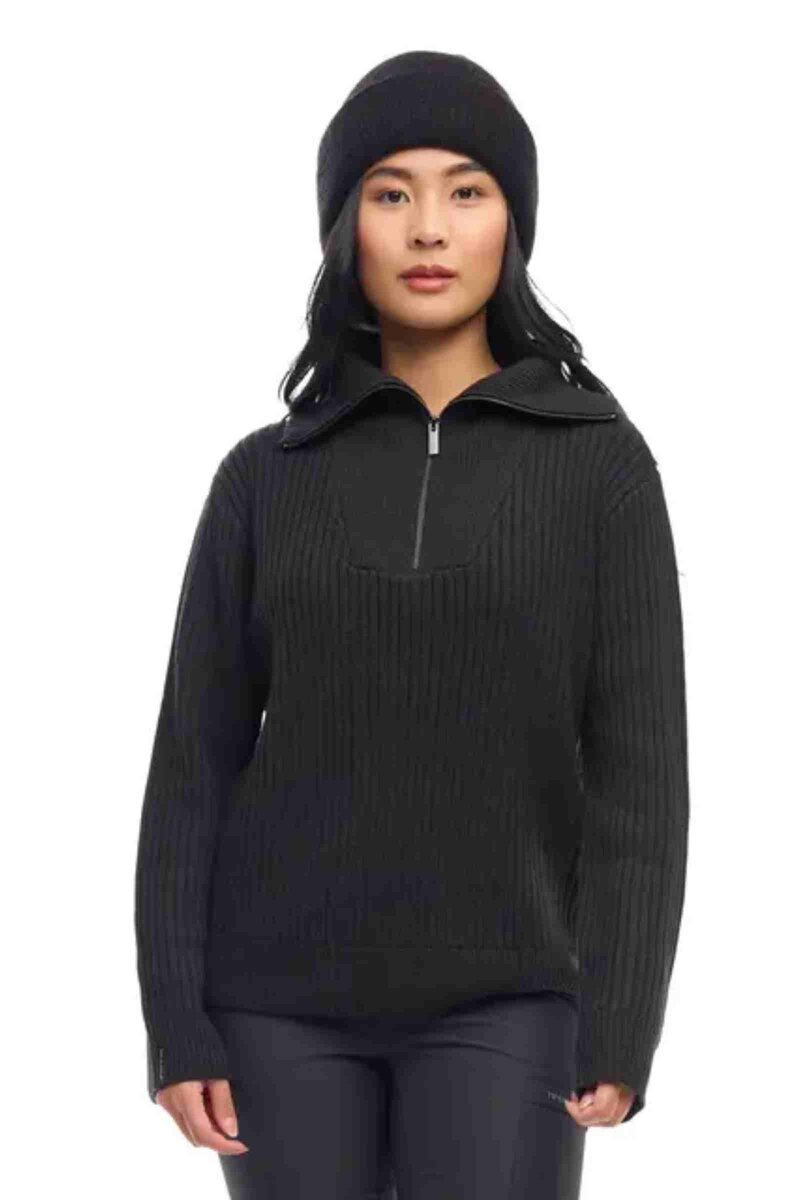 Mode Stickad Tröja med Zip Dam Black Twentyfour