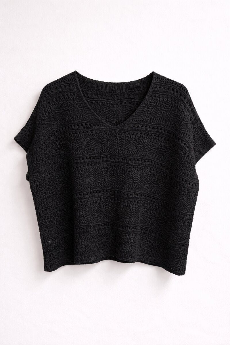 Virkad v-ringad topp dam Black - Germaine från Chica london | Smilebutiken - Caramelle Fashion